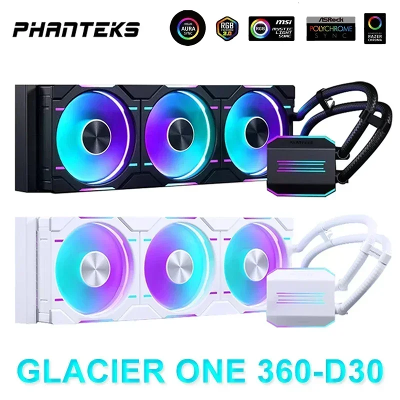 Phanteks GLACIER ONE 360-D30 CPU Water Cooled Radiator ARGB 30mm Thick Cooling Fan 420 All In One AIO Liquid Cooling LGA1700 AM5