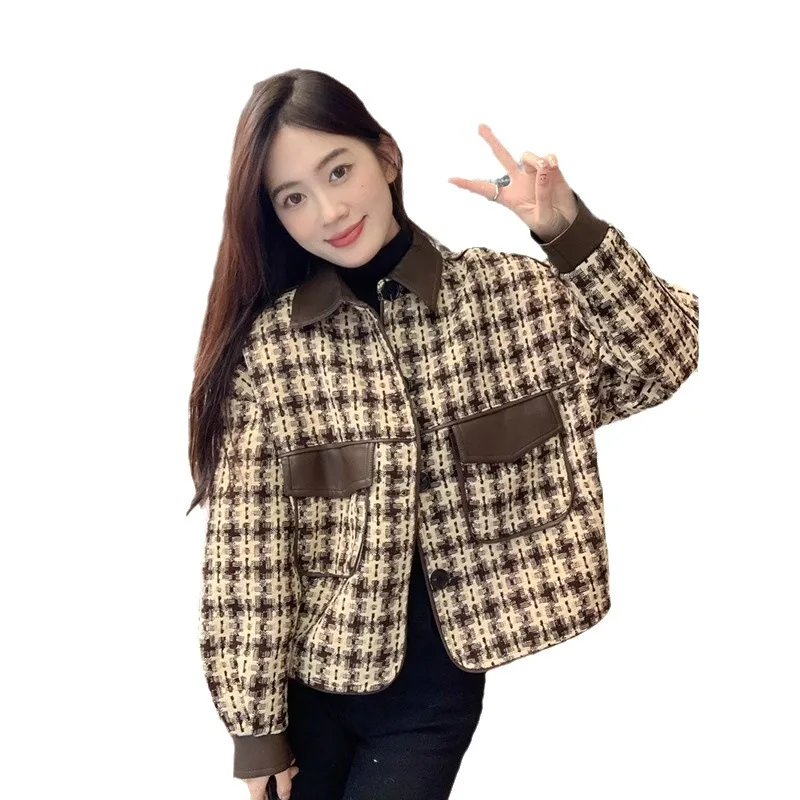 سترات نسائية للموسم الديمي معاطف للنساء منقوشة مبطنة بالقطن شتاء دافئ برباط غطاء محرك السيارة فضفاض بقصة ضيقة لون نقي بسيط #5