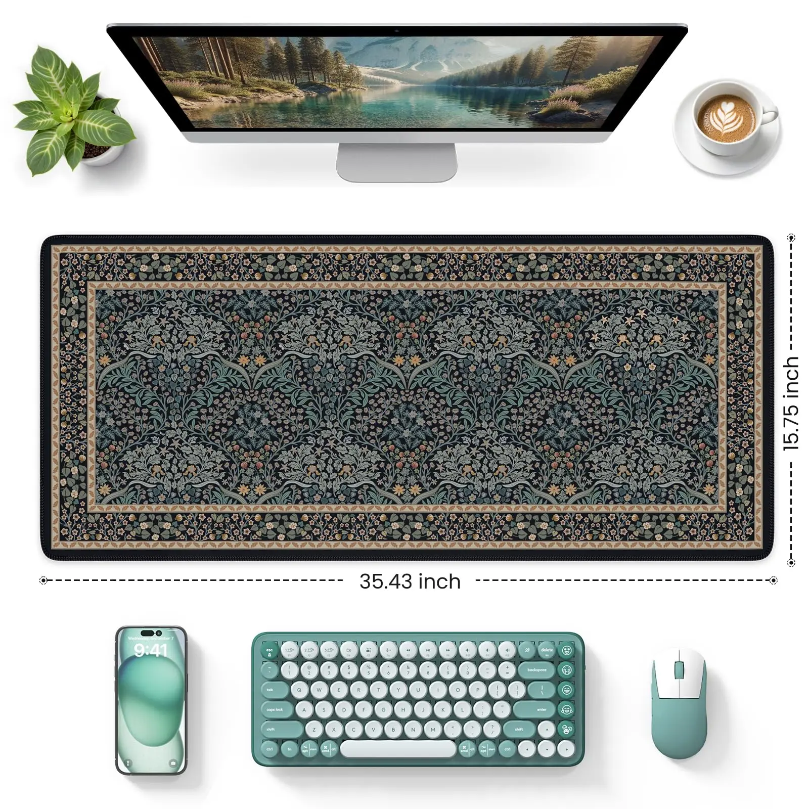 Retro Office Mouse Pad Desk Cover Protector Mat Extra Large Matt for Desktop Anti-Slip XXL Big Mousepad with Stitched Edges Pads
