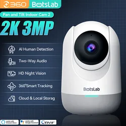 Botslab 360 Home Security Cam2 PTZ Webcam 2K 3MP AI Human Detection Night Vision Webcam Work With APP