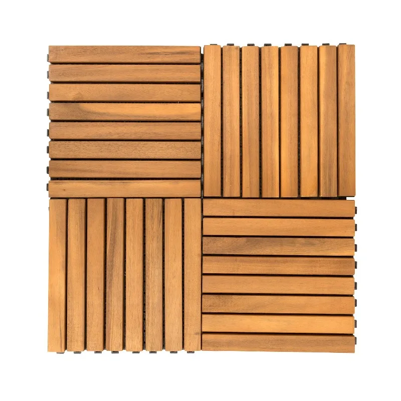 داميان 8-Slat أكاسيا المتشابكة بلاط سطح السفينة مقاومة للطقس الأرضيات الصلبة للداخلية في الهواء الطلق فناء شرفة بجانب حمام السباحة