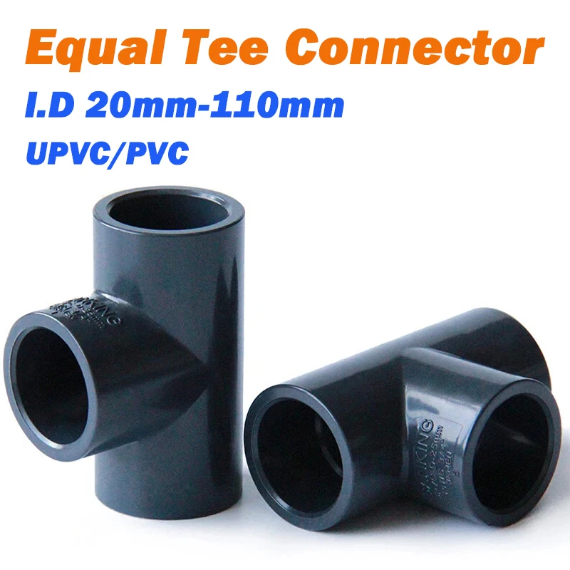 

1 шт. I.D 20 ~ 110 мм UPVC/PVC темно-серый фитинг для подачи воды равный тройник соединительный разъем садовый адаптер для воды фитинги для аквариума