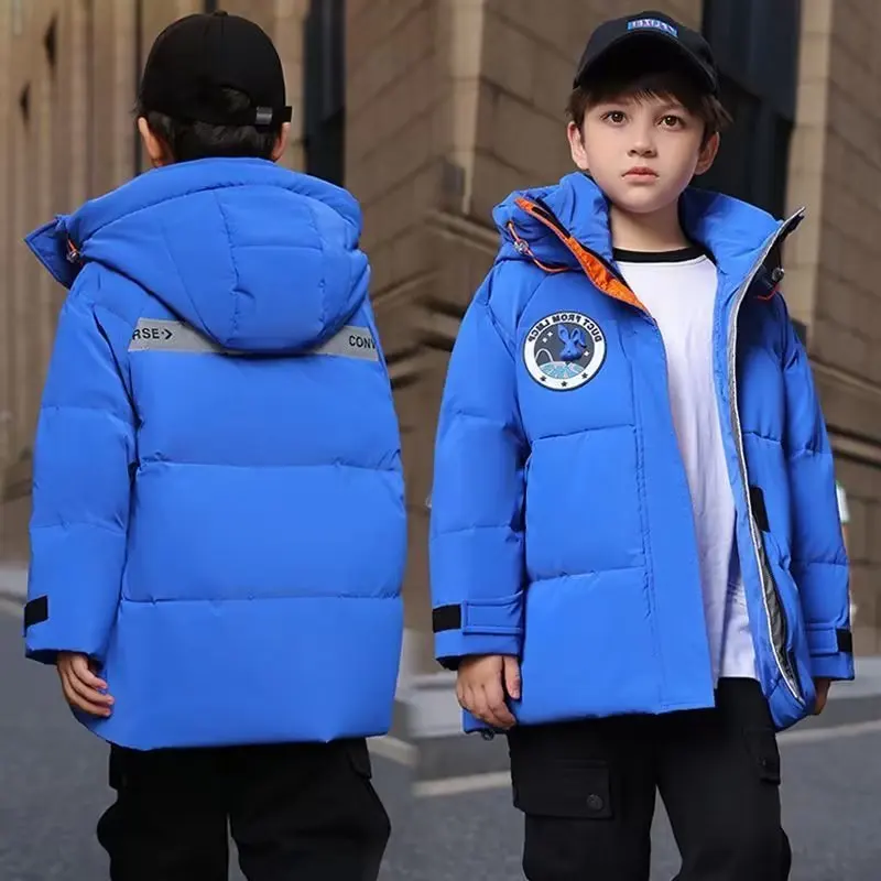 New Boys Down Jacket winter Thick Warm Outerwear Boys Kids -30 Parka hooded snowsuit Teenage 10 12 14 years 2022