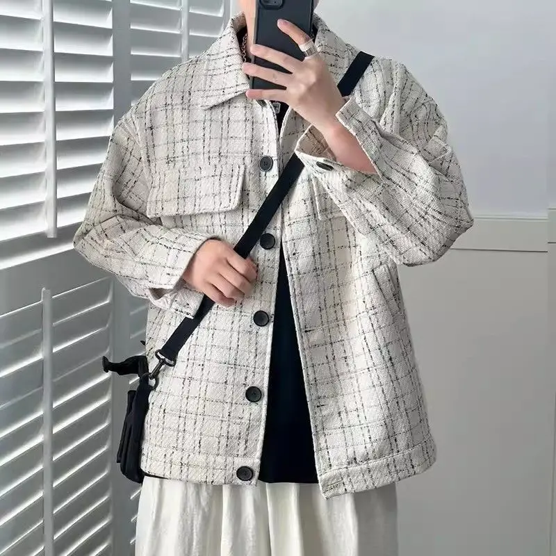 

Повседневная мужская весенне-осенняя клетчатая куртка цвета хаки, роскошная модель Sle irt M, Bla M, весенне-осенняя куртка M Faion