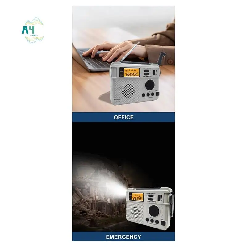 

A40Z-FM Radio Outdoor Hand Crank Emergency Radios Receiver 3000Mah Bluetooth Speaker Flashlight Support SOS Power Bank TF