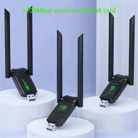 1300Mbps WiFi USB Adapter 2.4G+5Ghz Wi-Fi Dongle 2 Antenna 802.11AC USB3.0 High-Speed Wireless Card Receiver PC/Laptop