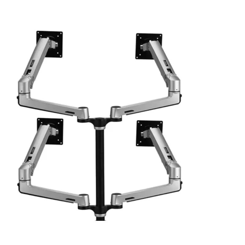 4 Screen Monitor Mount with Aluminum Alloy Arms, Freely Lifting Height, Universal Left Right Rotating Computer Bracket