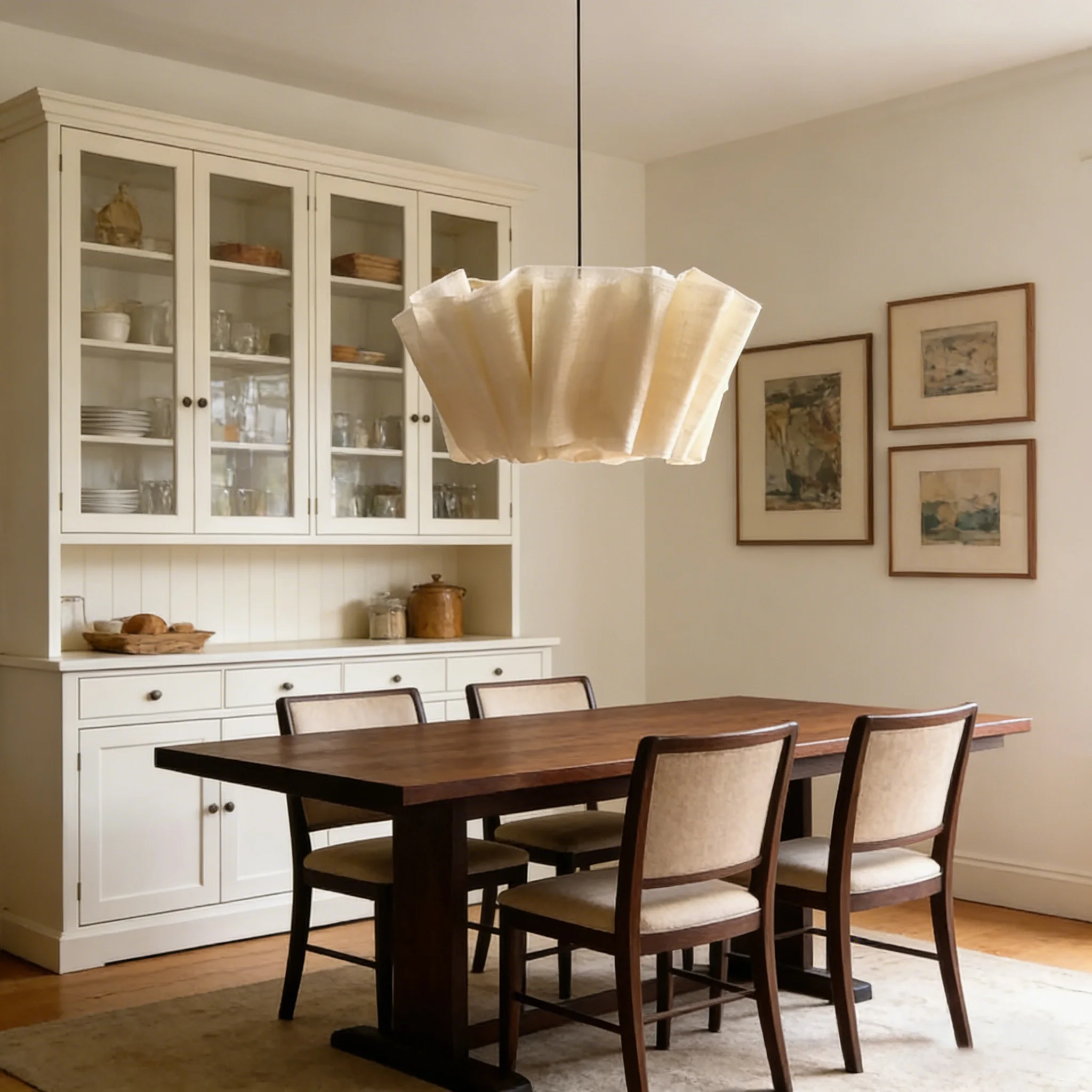 

Handmade Fabric LED Pendant Lights Japanese Retro Wabi-sabi Style Chandelier Bedroom Living Room Study Restaurant Hanging Light