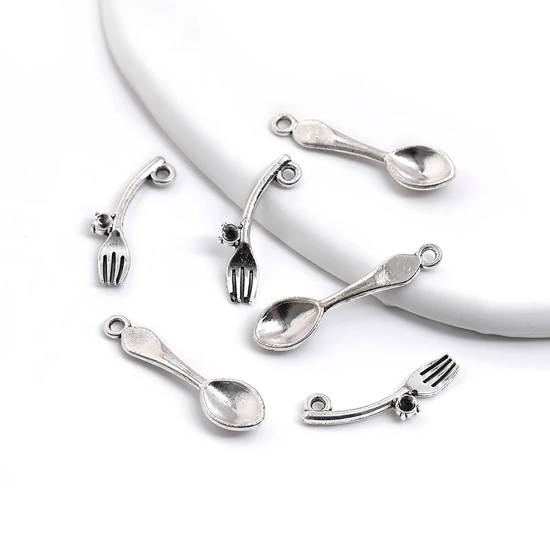 Vintage 50 Pcs Cute Forks Spoons Charms Fit  DIY handmade Earrings necklace bracelet Crafts Jewelry Accessories