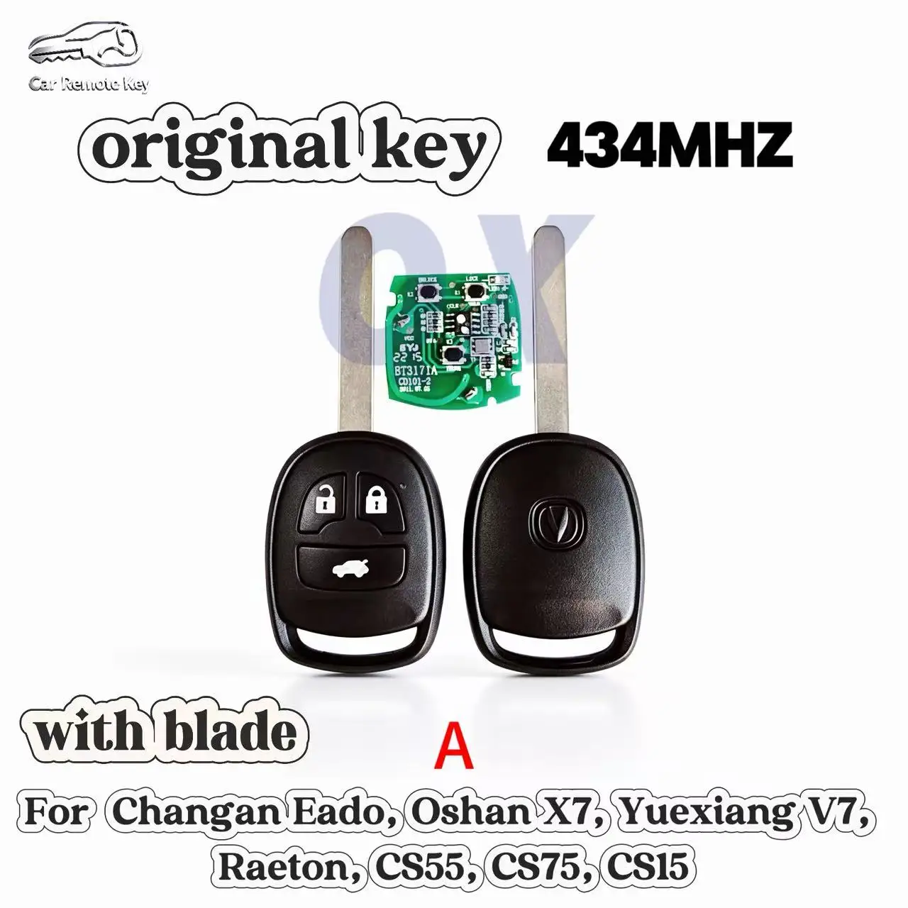 Straight Remote Key For Changan Eado, Oshan X7, Yuexiang V7,Raeton, CS55, CS75, CS15