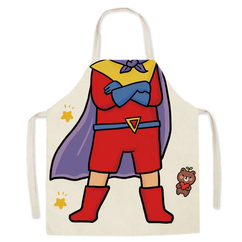 1 piece cartoon character uniform printed apron kitchen cooking baking apron family adult child anti-fouling cleaning tool