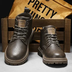 2024 New Men's Shoes High-top Leather Boots Men's Casual Fashion Boots Retro All-match Work Shoes Fashion Desert Boots