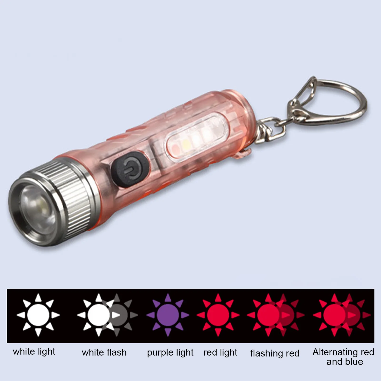 Miniature LED Keychain Flashlight Bright Waterproof Key Ring Flashlight Mini Flashlight with Type-c Fast Charging Port for