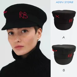 Luxury Baker Boy Cap Letter Woolen Newsboy Caps for Women Flat Top Militray Navy Hat Winter Hats  Boinas Para Mujer