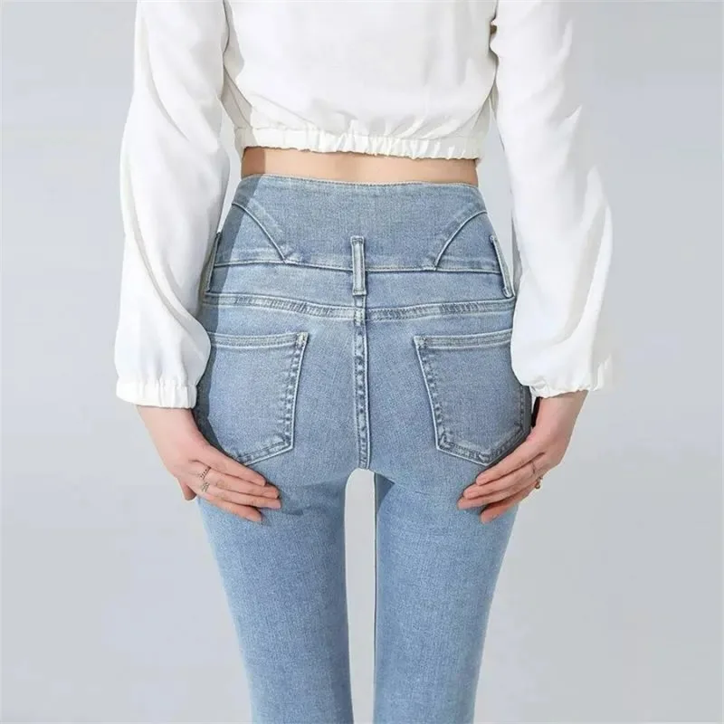 

2023 New High Waist Skinny Pencil Jeans Spring Fall Casual Denim Pants Korean Streetwear Slim Pantalones Womens Elegant Vaqeros