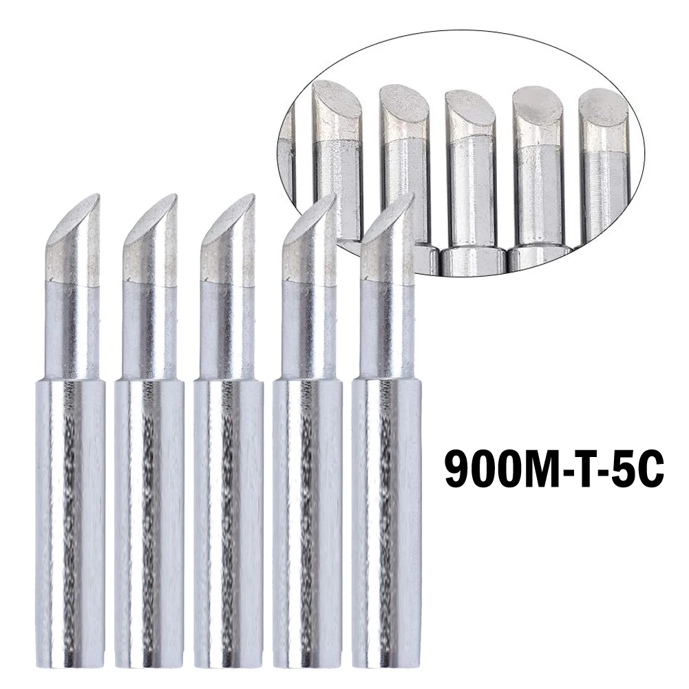 หัวฉีดSoldering Iron Tipsเครื่องมือบัดกรี 5pcs 900M-T-5Cทองแดงบริสุทธิ์เงินเชื่อมสําหรับ 936 Lowerอุณหภูมิ