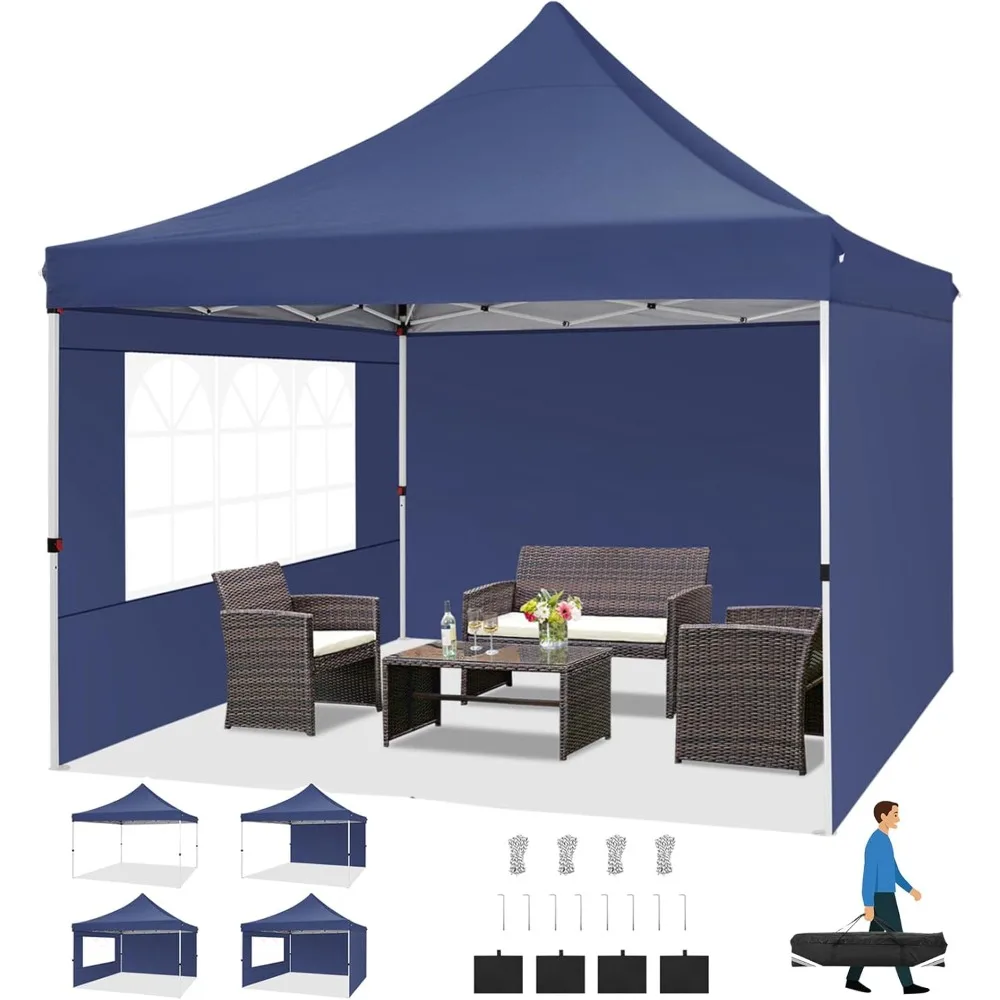 

Canopy 10x10 Pop Up Canopy Tent with 3 Sidewalls, Commercial Party Tent Ez Waterproof Outdoor Instant Gazebo UV 50+ Event Shelt