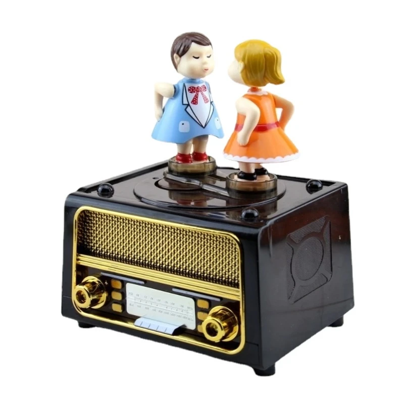 

1Set Couple Kiss Music Box Birthday Gift Party Supply Diy Radio Shape Antique Carved al Anime