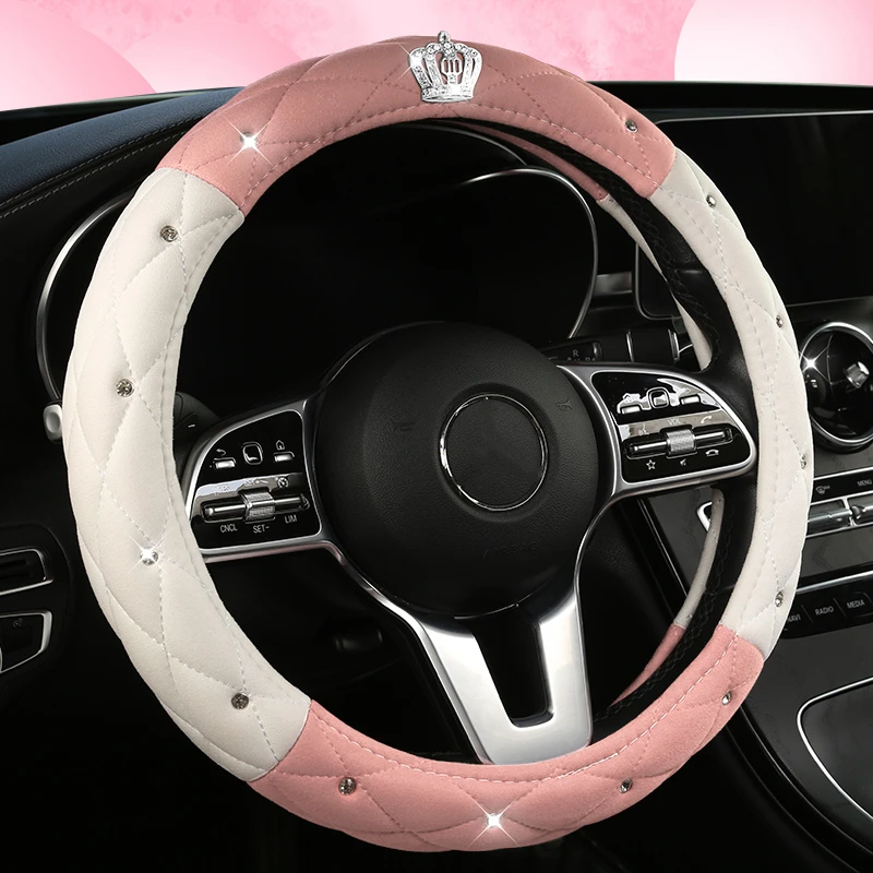 Car Anti-Slip Suede Steering Wheel Cover Universal Car Steering Wheel Protective Cover Crown Design Multicolors