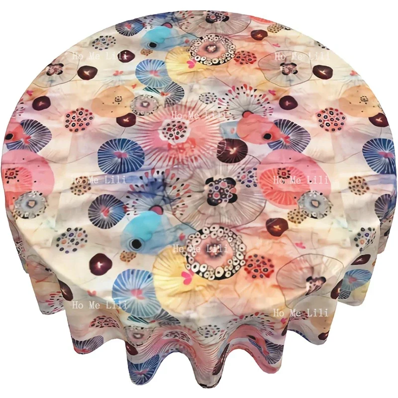 

Bright Abstract Floral Round Table Cloths For Wedding Party Dining Holiday Banquet