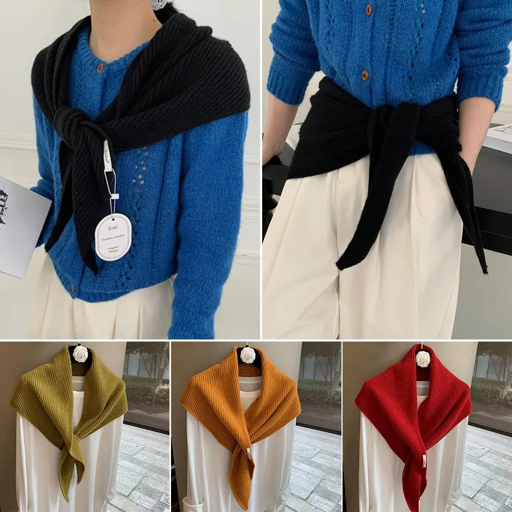 في الهواء الطلق الشتاء وشاح متعدد الوظائف الحجاب مخطط عبر منديل الحجاب الصوف متماسكة شال التفاف الرقبة غطاء الكتف #2