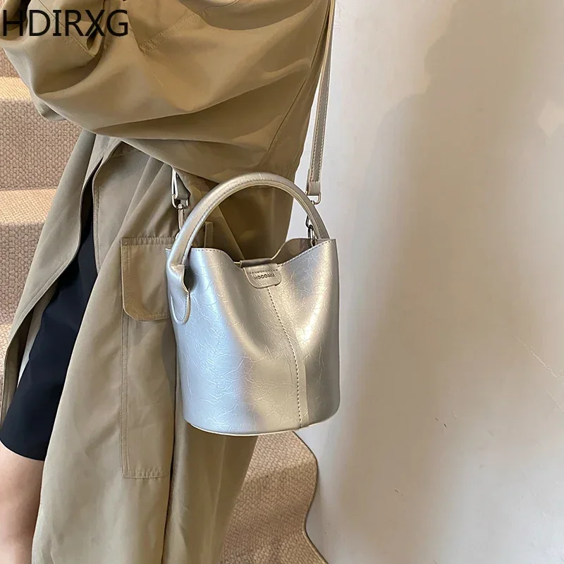 

New Bucket Bag for Women Trend 2024 Solid Color Pu Leather Female Crossbody Bags Casual Simple Woman Shoulder Handbags Luxury