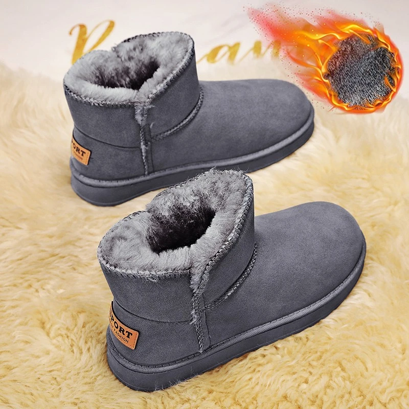 Botas de nieve para hombre, calzado casual de invierno, botas de plataforma antideslizantes, botas de piel cálidas, botas de felpa, botas de combate para actividades al aire libre, botas de senderismo y para motociclet