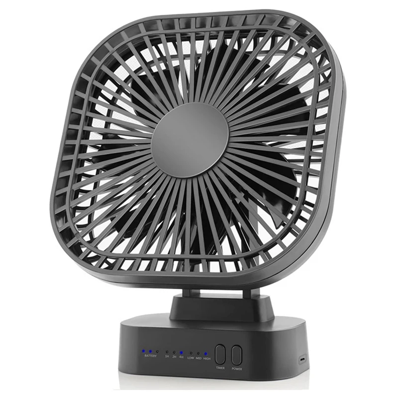 AD-Desktop Mini Rechargeable USB Fan With Timer Foldable 3 Speed 7 Leaf Portable Quiet Fan For Office Outdoor Camping