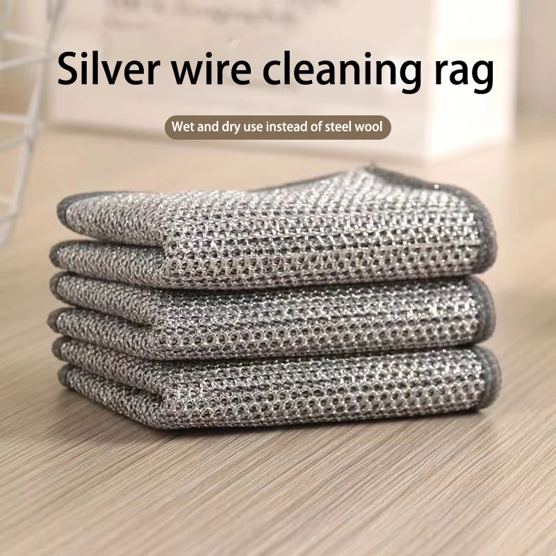 5/10/20Pcs Multipurpose Wire Dish Cloths Metal Wire Towels Scrubs Cleans Wet And Dry Scratch-Resistant Rags