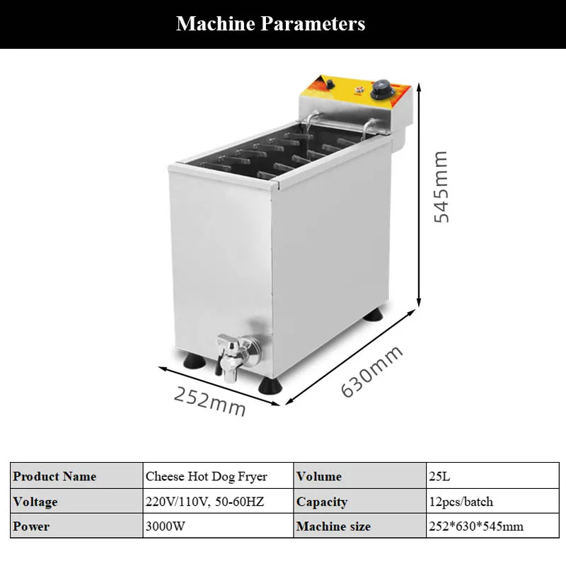 TIMCO Hotdog Maker เครื่อง Cheese Fryer ไฟฟ้า25L ทอดข้าวโพดเตา Mozzarella วาฟเฟิลเครื่องเชิงพาณิชย์