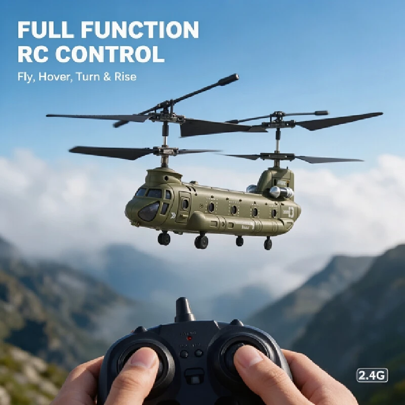 Syma S026h Rc Helicopter Twin Rotor Altitude Hold Transport Aircraft Electric Remote Control Model Outdoor Hobby Toy Gift