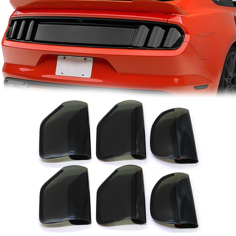 6Pcs Smoked Lamp Shell Car Tail Light Cover Decoration Accessories Fit for Ford Mustang 2015+