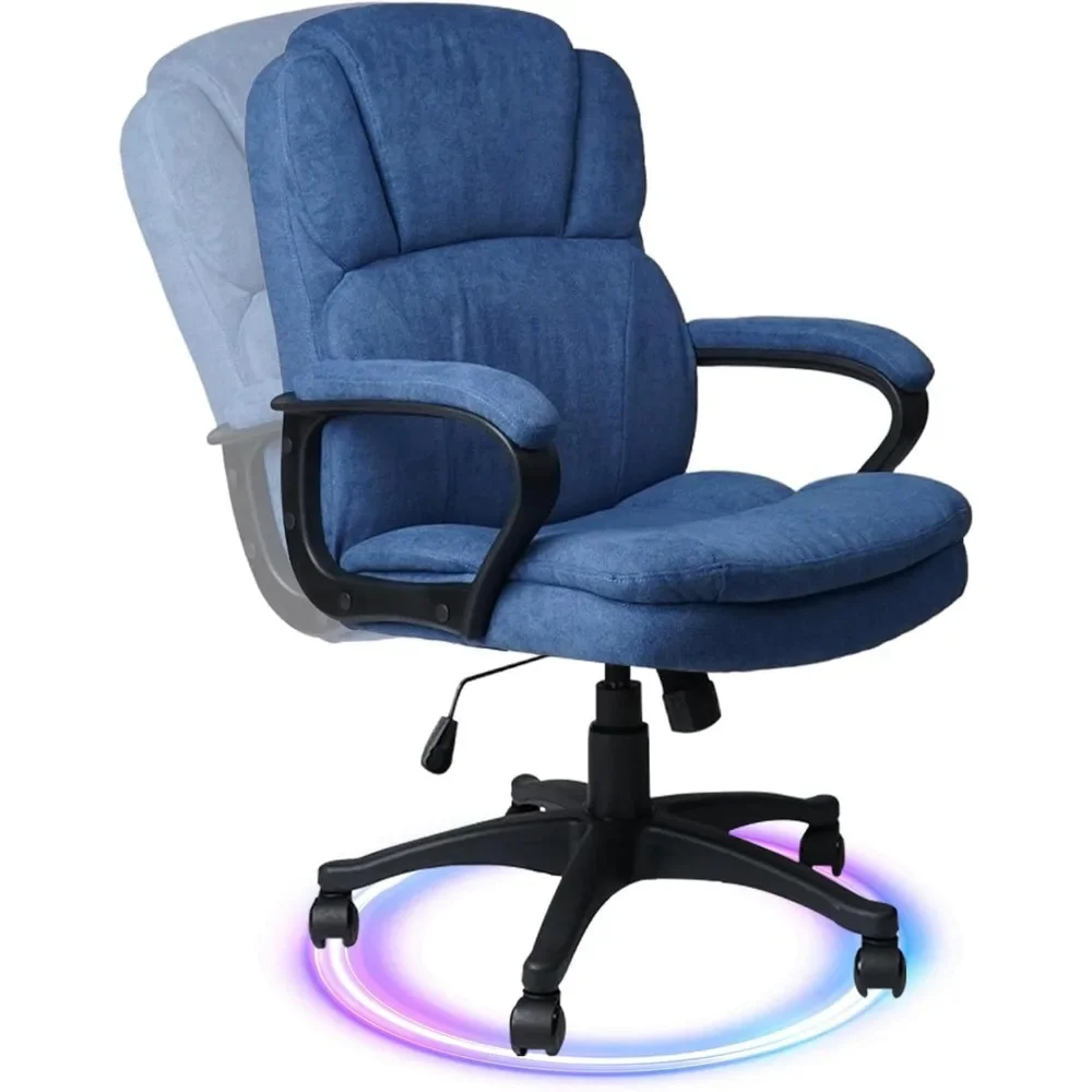 

Blue Cloth Office Chair Fabric Covered Desk Chair, Adjustable Height Swivel Chairs Ergonomic Executive Chair with Arms