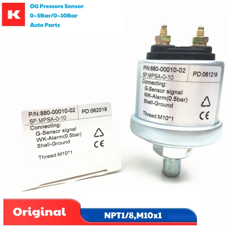 Cars Mechanical Oil Pressure Sensors NPT1/8 M10x1 Senders 0-5Bar 0-10Bar Sending Unit with 0.5Bar 0.8Bar Warning System 6-24v