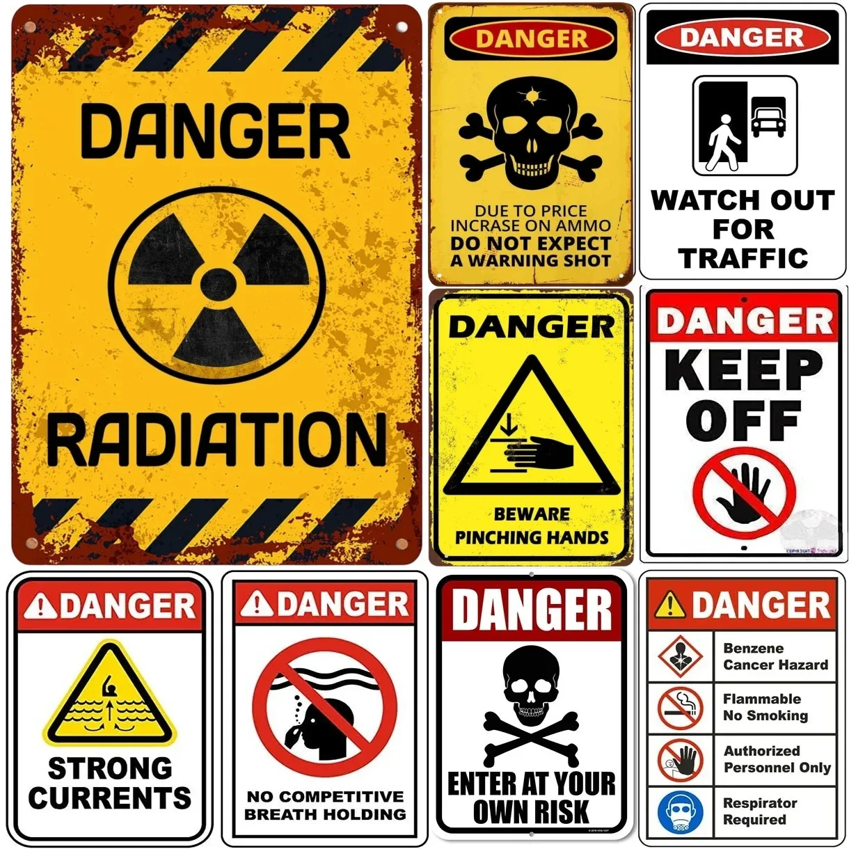 علامات ألومنيوم معدنية تحذيرية عتيقة خطر لا تدخل للمرآب والحديقة والمطاعم والنوادي والنوادي واللوحة الرجعية لتزيين الحائط #1