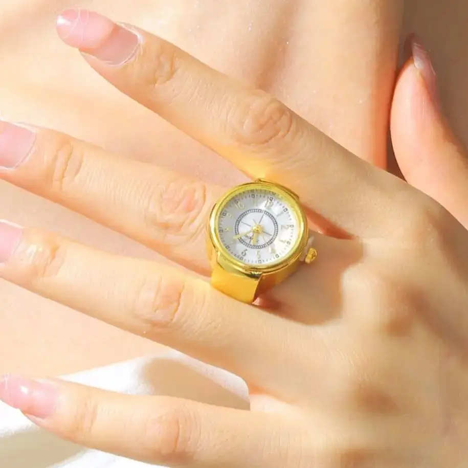 Mini Vintage Finger Ring Watch Round Creative Quartz Watches Fashion Couple Watches Accessories