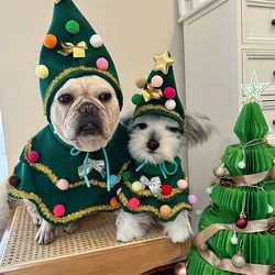 2023 New Christmas Pet Clothes Christmas Tree Pet Cape Shawl Dog Transformed Into Holiday Gifts Ropa Para Perro Puppy Clothes