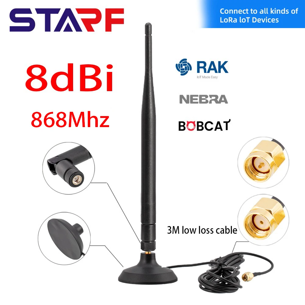 Omni-directional Antenna Antenna Kit Vertical 19.5cm 50W Magnet Base RP-SMA Male Business & Industrial Brand New