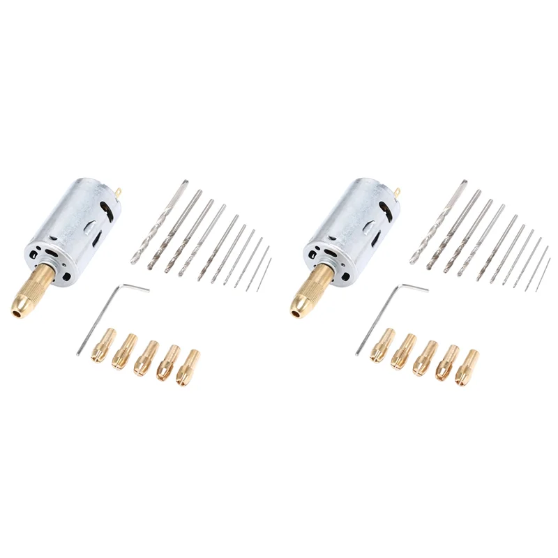 

AB15-2X Mini Electric Hand Drill Bit Set DC 12V Motor 0.5-3Mm HSS Twist Drill Bit With 5Pcs Chuck Collets