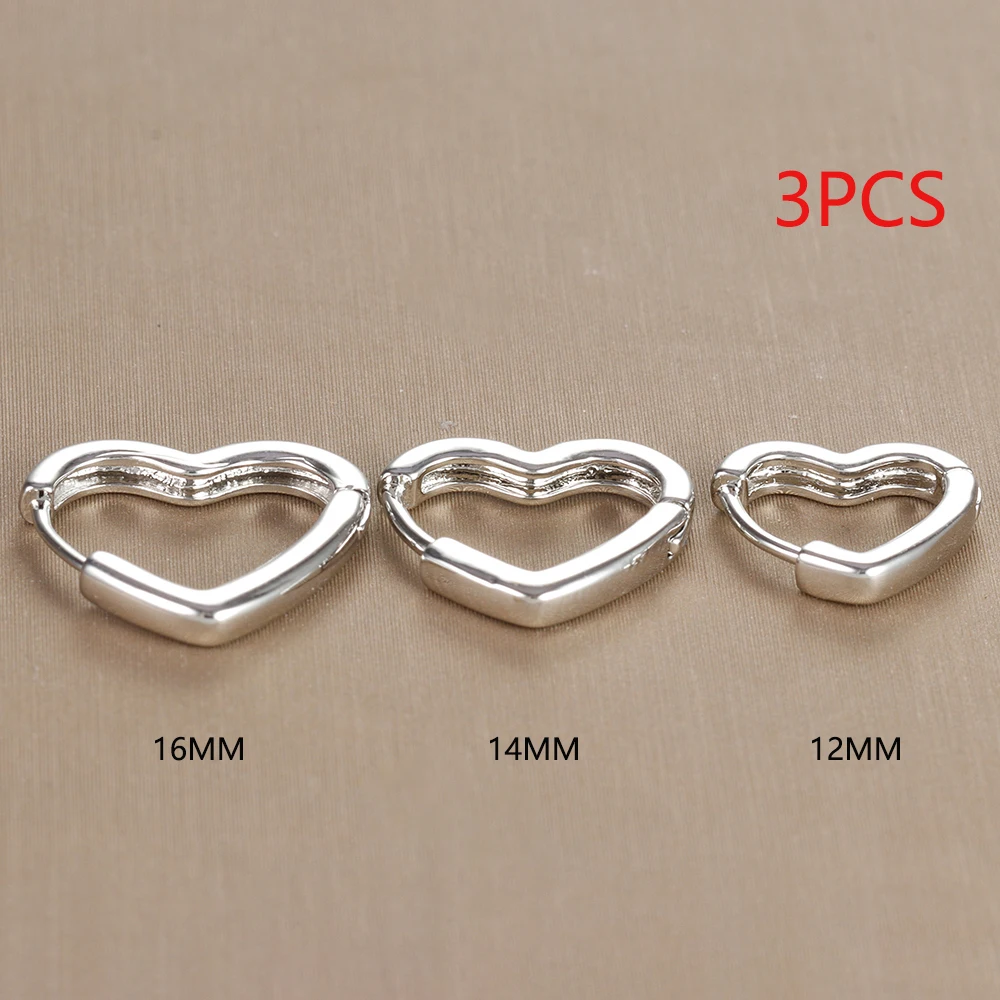 3PCS/Set Fashion Hollow Heart-shaped Piercing Earrings For Women Simple Stainless Steel Huggie Hoop Earrings Minimalism Jewelry