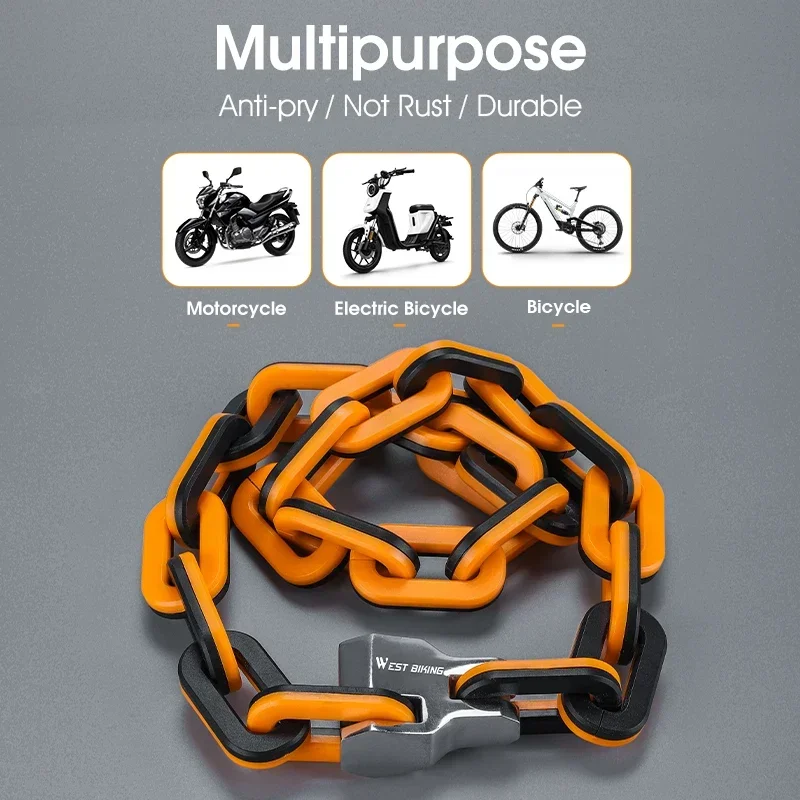 

WEST BIKING Высокий безопасный велосипедный цепной замок, водонепроницаемый электрический скутер, мотоциклетный замок, противоугонный красочный замок, аксессуары для электровелосипеда