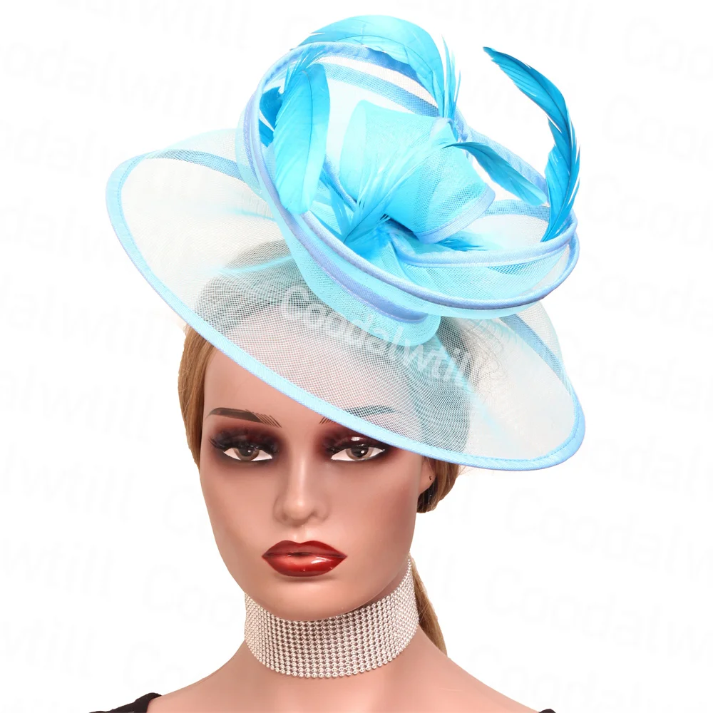 Tocado de pastillero de malla naranja, sombrero de boda para mujer, tocado de carrera de Iglesia, gorra de sombrerería de fiesta de Ascot real, tocado de cóctel para mujer