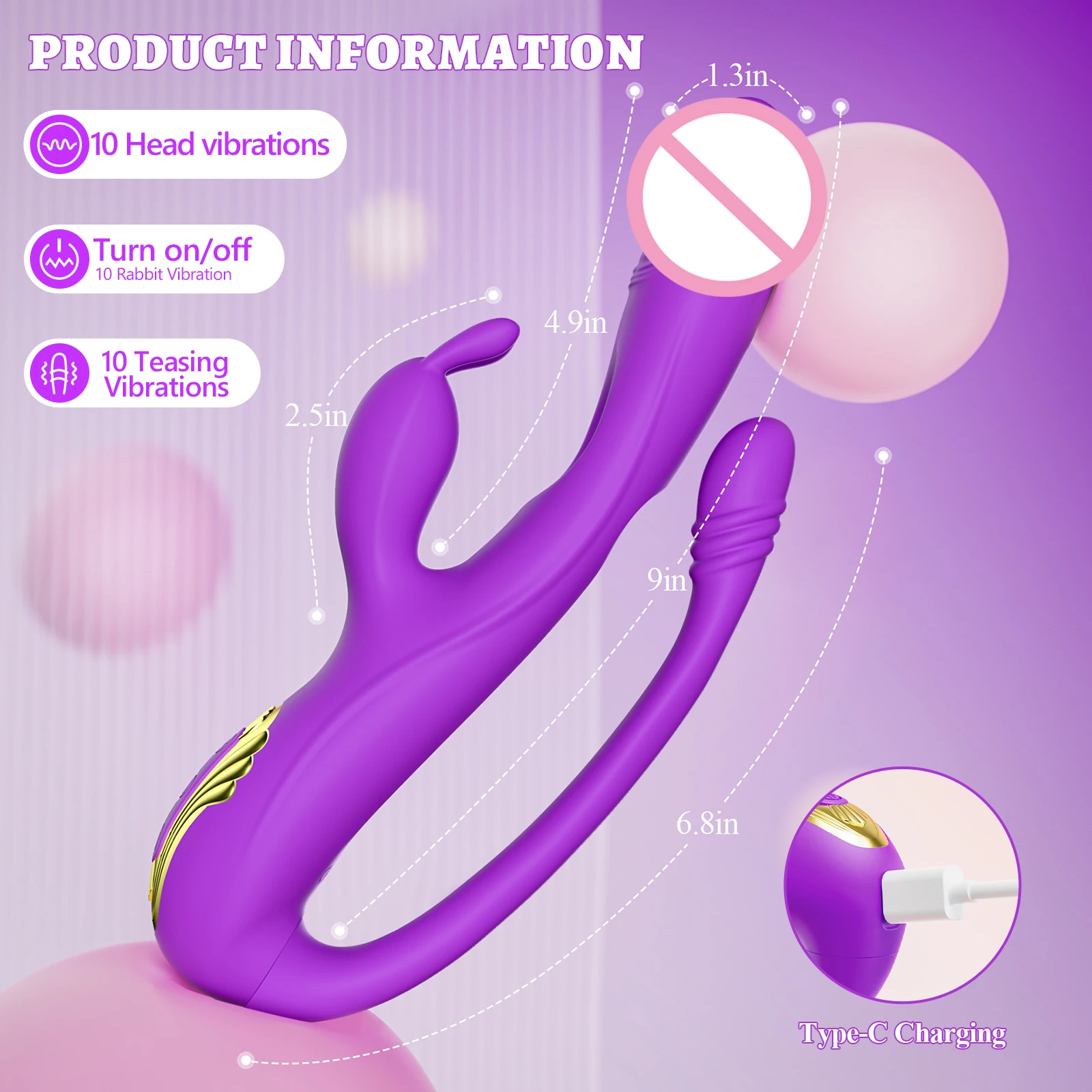 G Spot Rabbit Vibrator Female 3 in 1 Clitoris Stimulator Vibrating Dildo Massager Anal Plug Adult Goods Sex Toys for Women - view 4