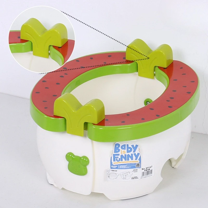Olla de inodoro plegable para viaje al aire libre para bebé, orinal portátil con forma de fresa Kawaii para niños, asiento de entrenamiento para niños