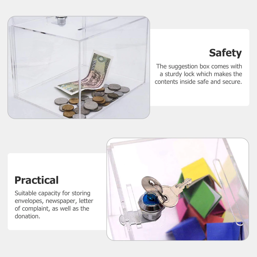 

Fundraising Donation Box Donation Box with Lock Public Ballot Box Voting Box Suggestion Box Donation Boxes