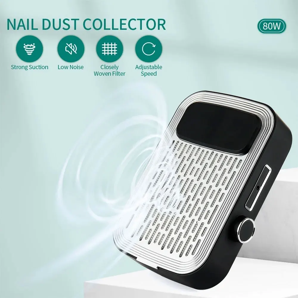 

80W High Power Nail Dust Collector And Nail Drill Rechargeable For Manicure Wireless Nail Vacuum Powder Cleaner Dust Tools Kit
