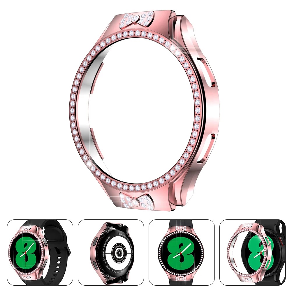 

Glitter Watch Case Shiny Crystal Decor Protective Cover Hollow Smartwatch Frame Anti-scratch Durable PC Material Full Access