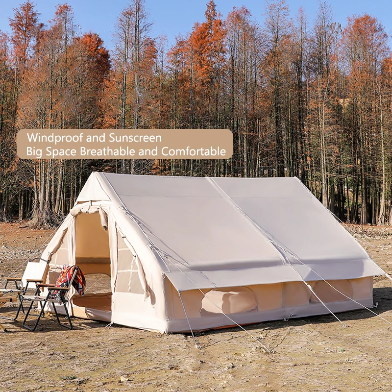 2023 Big Size Inflatable Camping Tent Air Pole Quick Setting Oxford Glamping Sleep Tent For Multi Person