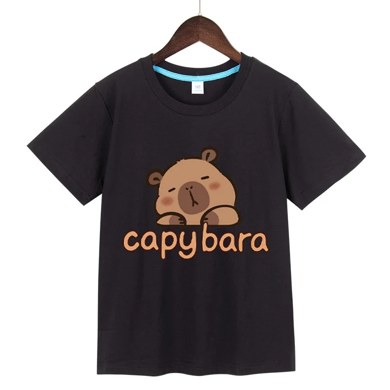 

Футболка из 100% хлопка с принтом капибары для мальчиков 3-12 лет, милые футболки с короткими рукавами в стиле аниме «Капибара», топы, футболка, одежда для девочек
