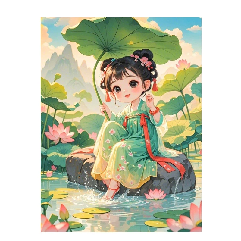 

9ct 60x80 см пруд лотоса для девочек наборы с принтом вышивка крестиком DIY набор рукоделия домашний декор поделки с иглами нитки
